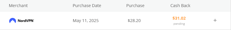 NordVPN Cashback Depois da Reinvidicação